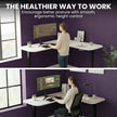 FORTIA Corner Standing Desk, 160x140cm, 72-118cm Sit to Stand Up Electric Height Adjustable, White Desktop/Black Frame