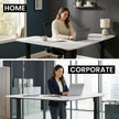 FORTIA Corner Standing Desk, 160x140cm, 72-118cm Sit to Stand Up Electric Height Adjustable, White Desktop/Black Frame