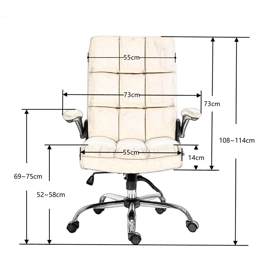 Soft Velvet Home Ergonomic Swivel Adjustable Tilt Angle and Flip-up Arms Office Chair