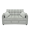 Sarantino Quincy 2-Seater Velvet Sofa Bed in Light Grey with Wooden Frame and Tufted Design