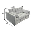 Sarantino Quincy 2-Seater Velvet Sofa Bed in Light Grey with Wooden Frame and Tufted Design