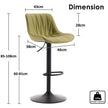SERENITà AVO Green Modern Height Adjustable Swivel Bar Stools Upholstered Leather Barstool Kitchen Island Chairs with Metal Frame (Set of 2)