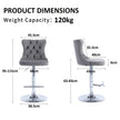 SERENITà Gray Velvet Bar Stools Adjustable Swivel Counter Height Chairs with Tufted Back and Nailhead Trim for Kitchen Island Pub Restaurant (2Pcs, Chrome Metal, Grey)