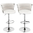 SERENITà Modern Silver Swivel Upholstered Velvet Adjustable Height Counter Stool with Metal Frame White (Set of 2)