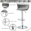 SERENITà Silver Swivel Upholstered Velvet Adjustable Height Counter Stool with Metal Frame Grey (Set of 2)
