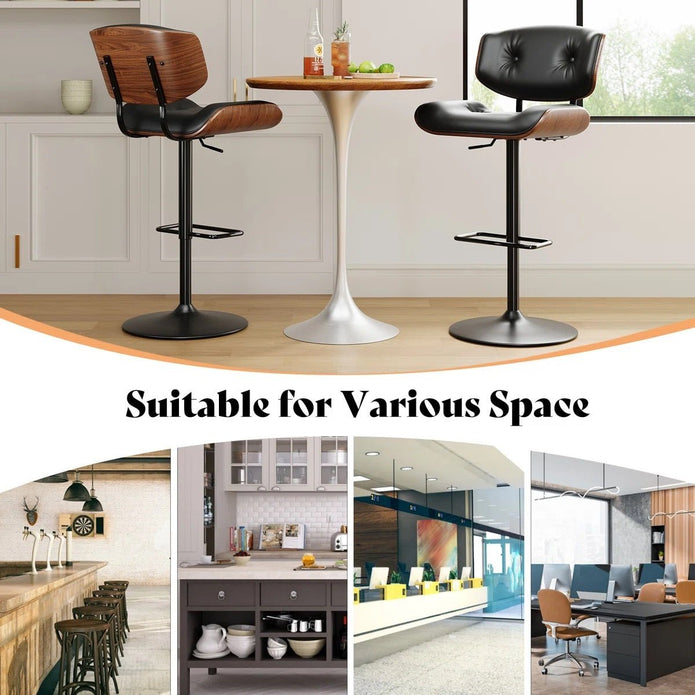 SERENITà European Wooden Black Modern Bar Stools Swivel Bar Stool Chair Counter Height Bar(Black)stool with 360 Degree Swivel Seat