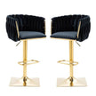 SERENITà Modern Velvet Breakfast Bar Stools Swivel Barstools Adjustable Counter Stools with Backrest Set of 2 Black