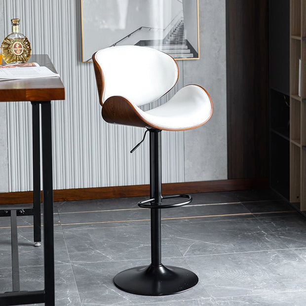 SERENITà European White Modern Bar Stools Swivel Bar Stool Chair Counter Height Barstool with 360 Degree Swivel Seat