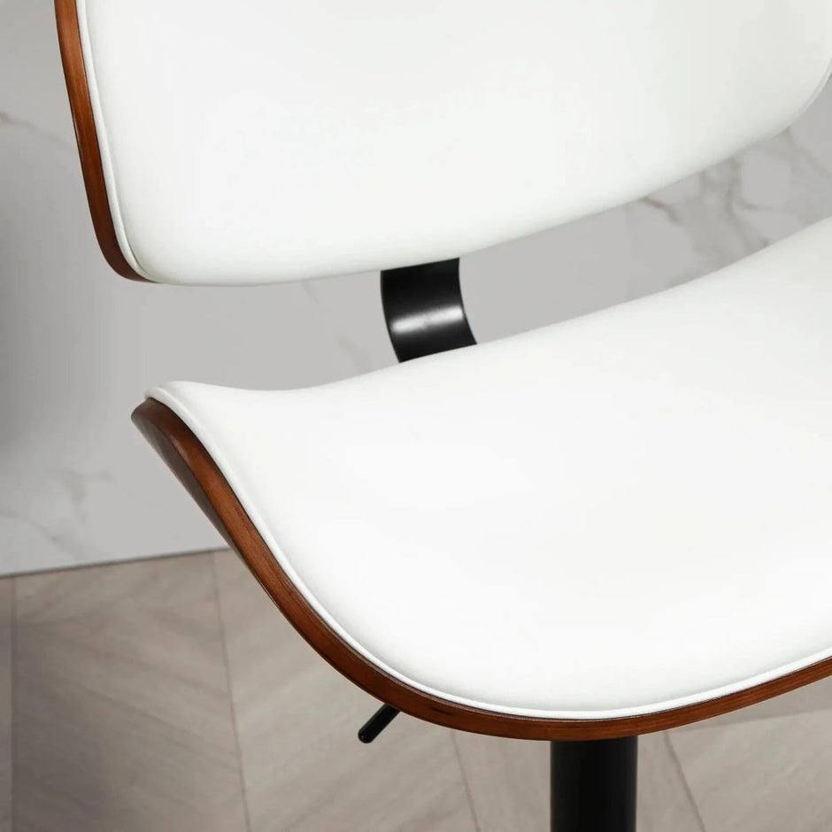 SERENITà European White Modern Bar Stools Swivel Bar Stool Chair Counter Height Barstool with 360 Degree Swivel Seat