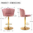 SERENITà Swivel Bar Stools Bar Height Set of 2 Adjustable Upholstered Counter Barstool Velvet Bar Chairs with Back/Gold Base for Kitchen Island/Bar/Cafe-Pink