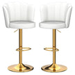 SERENITà Swivel Bar Stools Bar Height Set of 2 Adjustable Upholstered Counter Barstool Velvet Bar Chairs with Back/Gold Base for Kitchen Island/Bar/Cafe-White