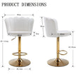 SERENITà Swivel Bar Stools Bar Height Set of 2 Adjustable Upholstered Counter Barstool Velvet Bar Chairs with Back/Gold Base for Kitchen Island/Bar/Cafe-White
