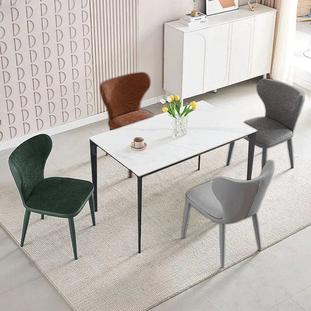 VELLUTO Modern Kitchen Dining Room Chairs Faux Leather Flannel Accent Chairs Metal Vanity Lounge Chair with Back for Living Room Set of 2(Brown)