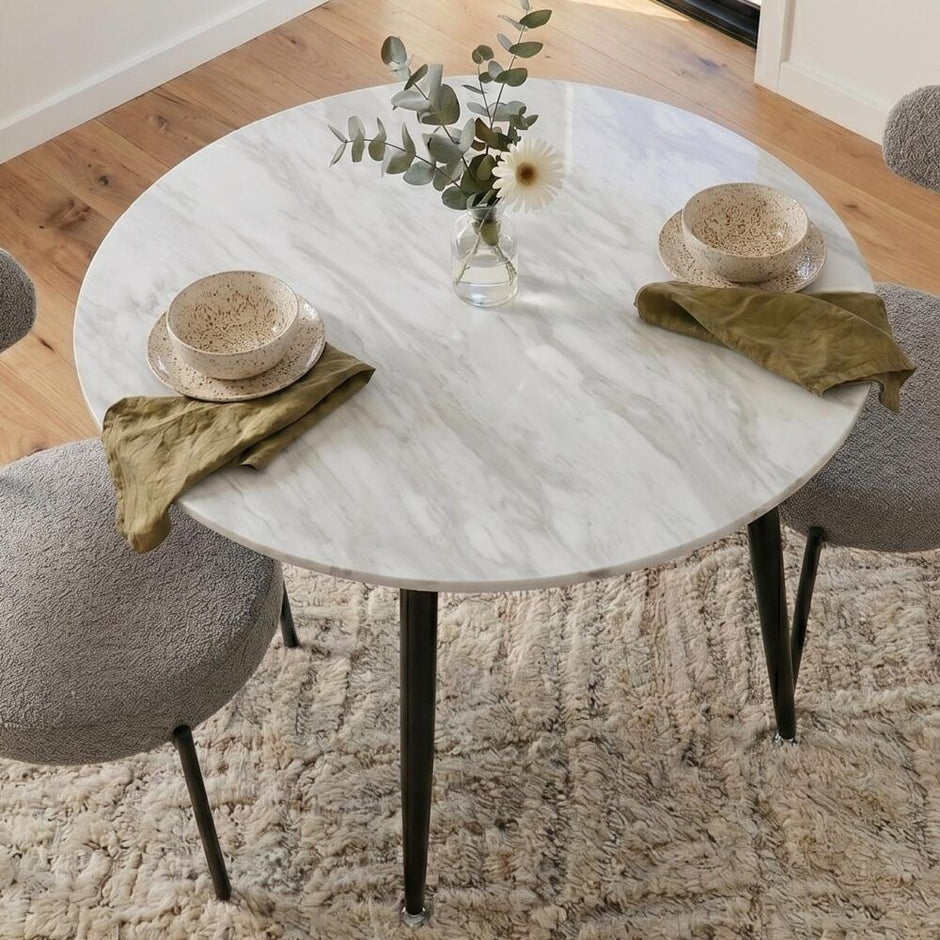 Round MDF Marbling Dining Table