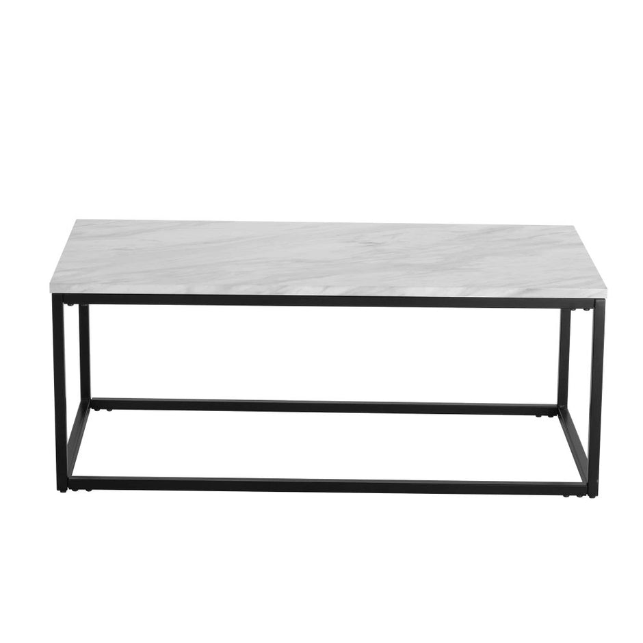 Industrial Style Marble Effect Rectangular Coffee Table