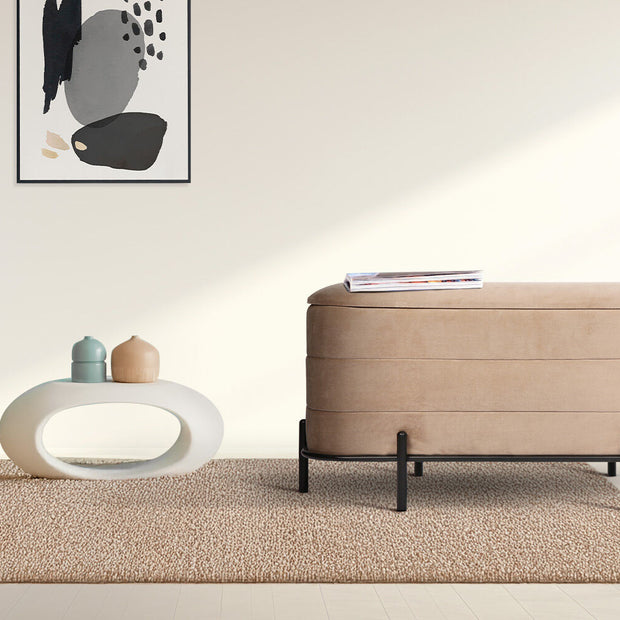 La Bella Coffee Table Storage Ottoman - Velvet Blanket Box Bench DEMI - CAMEL BEIGE