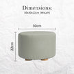 2X Fabric Ottoman Round Wooden Leg Foot Stool - GREY