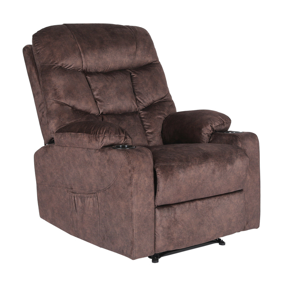8-Point Electric Massage Recliner Chair - Leathaire Lounge Sofa Armchair AVERY BROWN