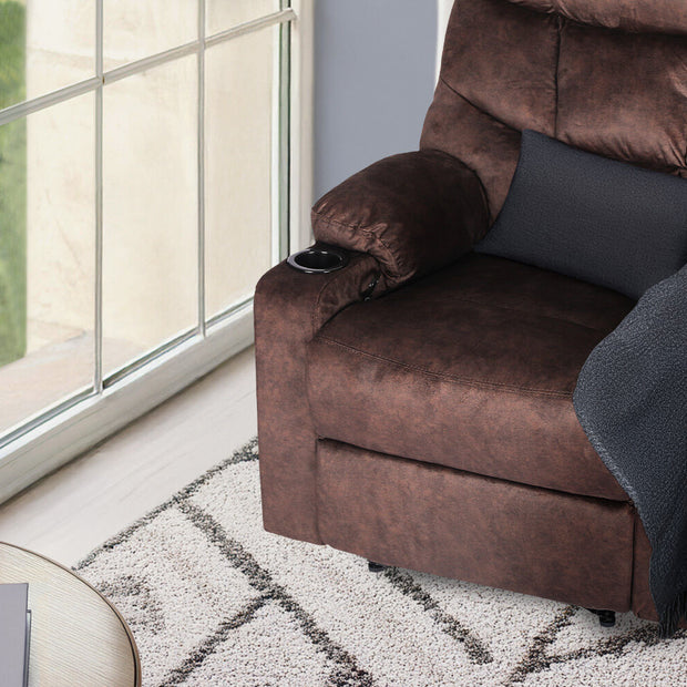 8-Point Electric Massage Recliner Chair - Leathaire Lounge Sofa Armchair AVERY BROWN