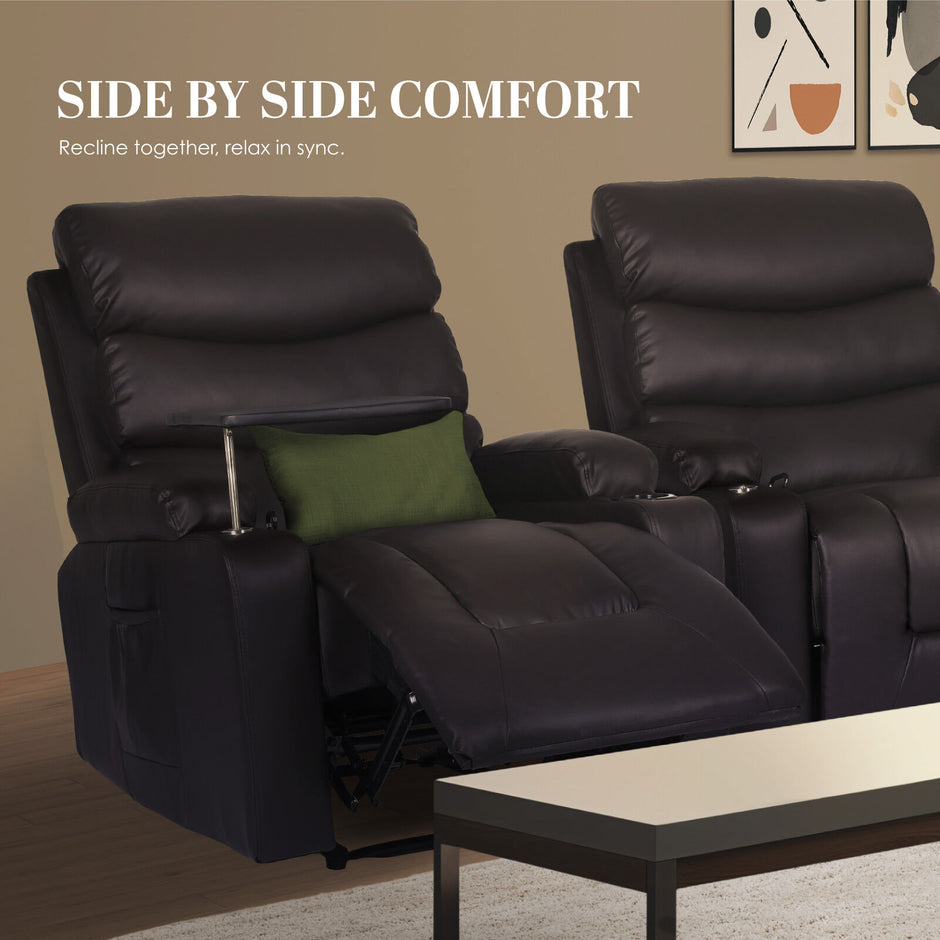 8-Point Electric Massage Recliner Chair - PU Leather Electric Lounge Sofa Armchair HARLOW BROWN