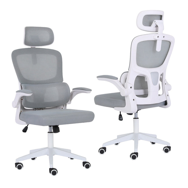 Work Office Chair - Lumber Support, Flip-up Armrest, Adjustable Headrest SITIO - GREY