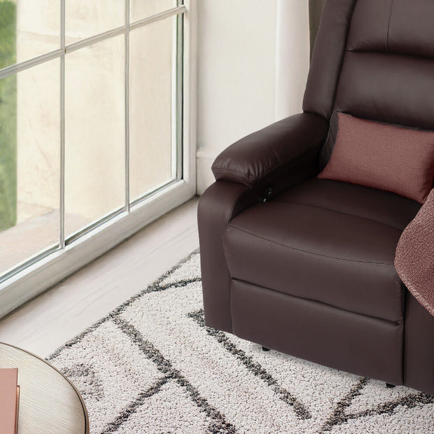 Home Recliner Chair - PU Leather Sofa Lounge Armchair MARLO BROWN