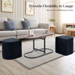 3 Piece Set Coffee Table & Ottoman Wood Side End Table Industrial - Black