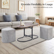 3 Piece Set Coffee Table & Ottoman Wood Side End Table Industrial - CREAM GREY
