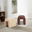 2X Ridge Arch Ottoman Stool Teddy Fleece Fabric Foot Rest 45cm BROWN