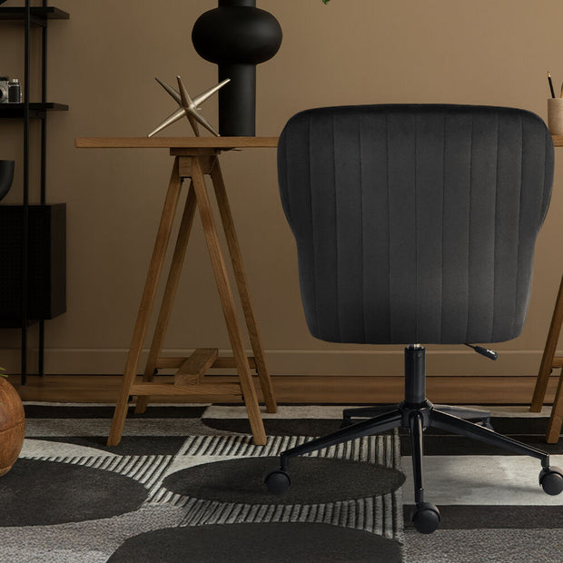 Desk Armchair - Home Office Swivel Chair Adjustable Height Seat PLUME BLACK