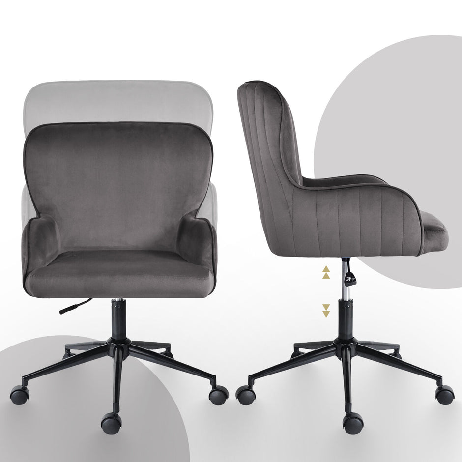 Desk Armchair - Home Office Swivel Chair Adjustable Height Seat PLUME GREY