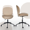 Office Desk Chair - Velvet Armless Swivel Study Seat OVOID PALE KHAKI