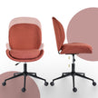 Office Desk Chair - Linen Fabric Armless Swivel Study Seat OVOID EARTHY RED