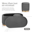 3 Piece Set Storage Ottoman - Blanket Box Velvet Padded Bench Stool FAYE GREY
