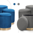 3 Piece Set Storage Ottoman - Blanket Box Velvet Padded Bench Stool FAYE GREY