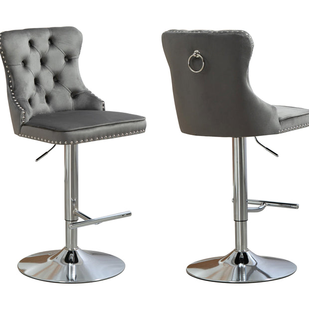 Sahara Dark Grey Barstool with Silver Stand -Set of 2
