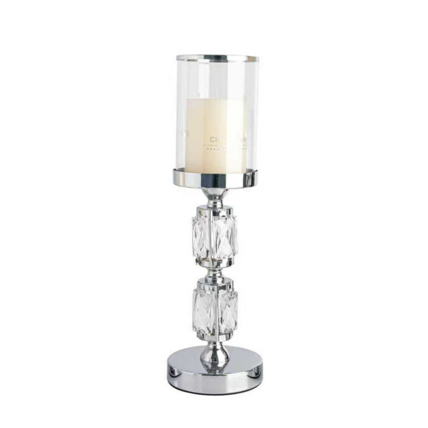 Abode Crystal Candle Holder – Silver - Medium
