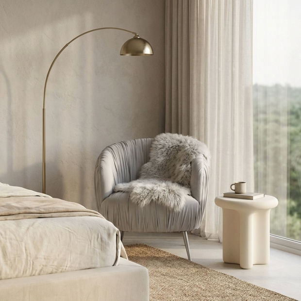 Interior Ave - Vespa Pleated Velvet Accent Chair – Pearl Grey