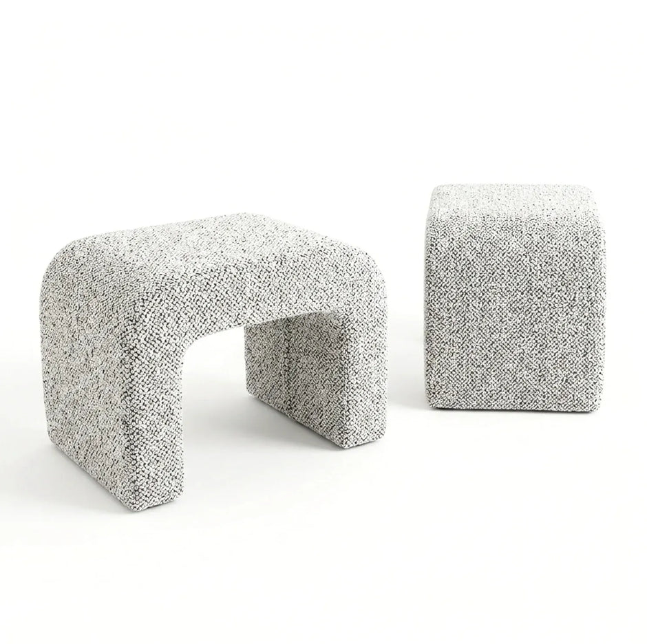 Interior Ave - Hendrix Arched Textured Ottoman - Frosted Stone