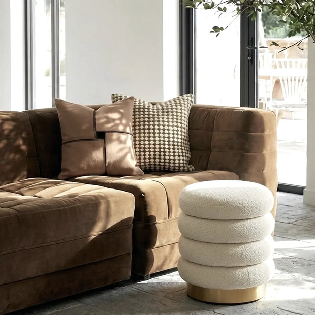 Interior Ave - Roma Round Milan Ottoman / Footstool – Off White
