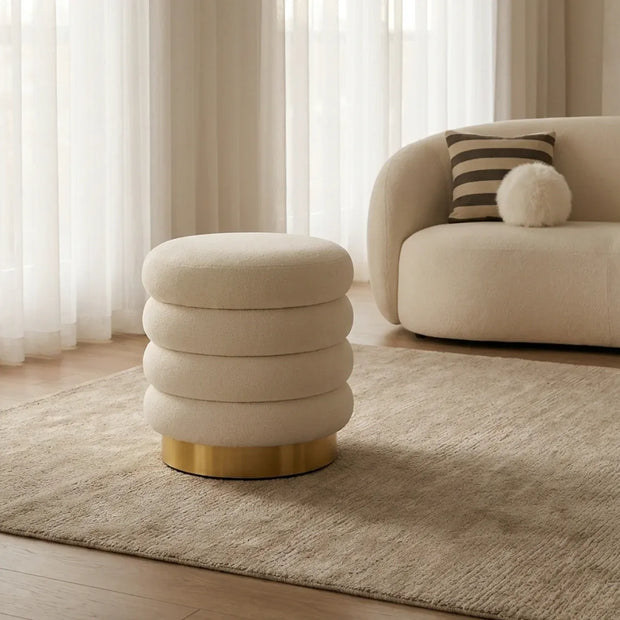 Interior Ave - Roma Round Milan Ottoman / Footstool – Off White