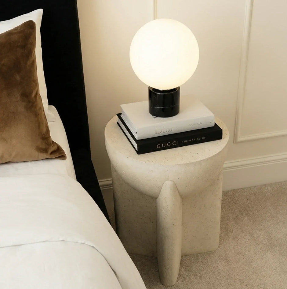 Interior Ave - Zelda Sculptural Stone Side Table – Sand Textured Accent