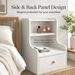Bedside Table Drawer Nightstand Minimalist White Storage Dual Shelves Cabinet
