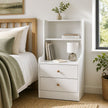 Bedside Table Drawer Nightstand Minimalist White Storage Dual Shelves Cabinet