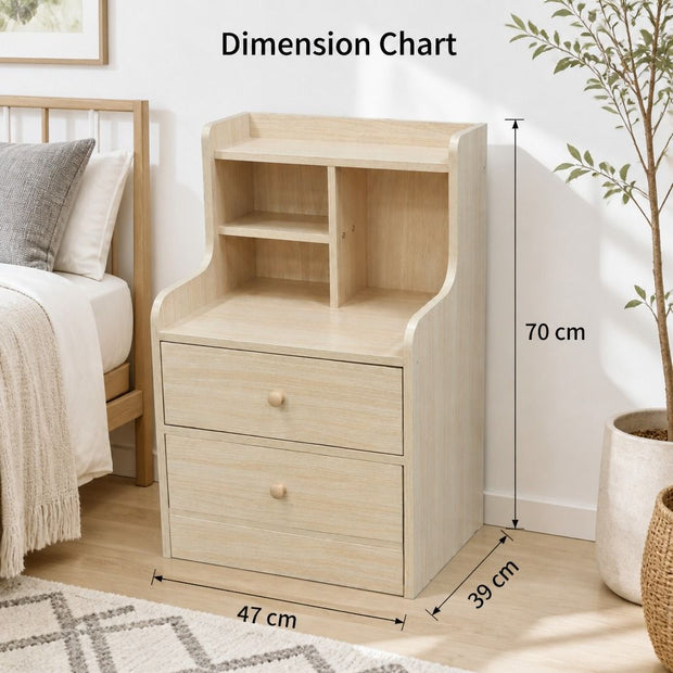 Wooden Bedside Table Nightstand Drawer Storage Minimalist Multi-Functional