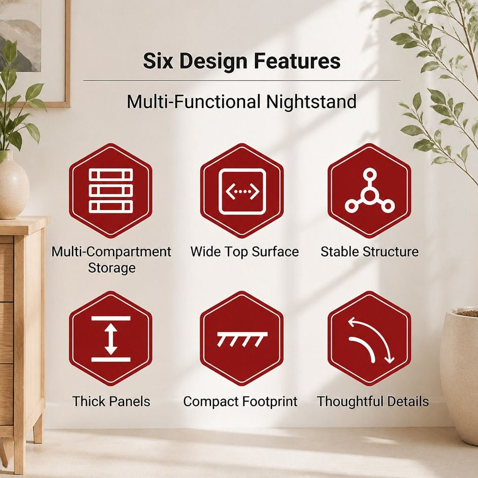 Wooden Bedside Table Nightstand Drawer Storage Minimalist Multi-Functional