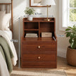 Bedside Table Drawer Nightstand Multi-Compartment Storage Reddish-Brown 70cm