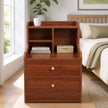 Bedside Table Drawer Nightstand Multi-Compartment Storage Reddish-Brown 70cm