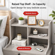 Bedside Table Drawer Nightstand Light Gray Wood Grain White Fronts Curved Design