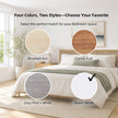 Bedside Table Drawer Nightstand Light Gray Wood Grain White Fronts Curved Design